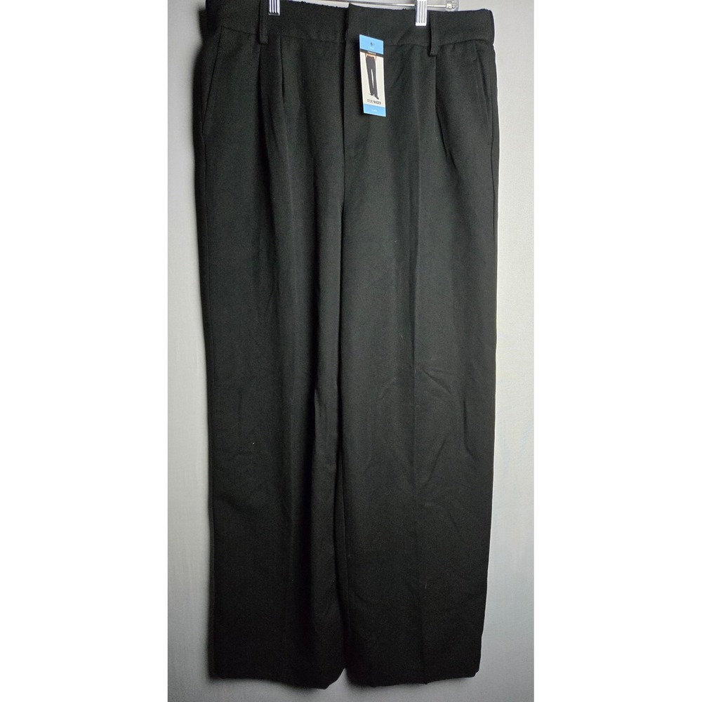 Steve Madden Womens Black Pleated Wide Leg Trouser Pants Size Large New